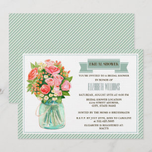 Rustic Mason Jar Floral Bridal Shower Invitation