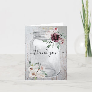 Rustic Mason Jar Floral Thank You Card