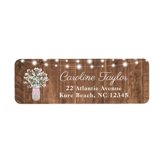 Rustic Mason Jar Flowers & Lights Baby Girl Shower (Front)