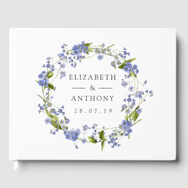 Rustic Mason Jar Forget Me Not Wedding Guest Book (Front)