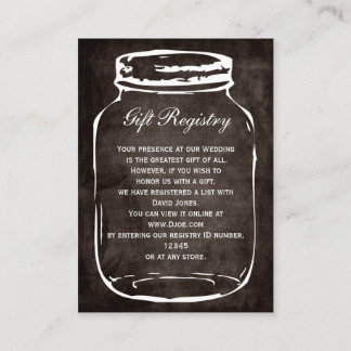 rustic mason jar Gift registry Cards