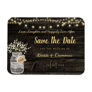 Rustic Mason Jar Glowing Lights Magnet