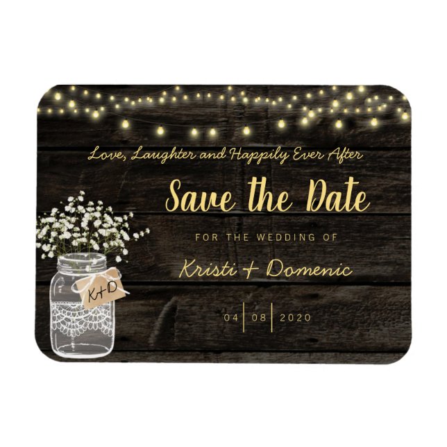 Rustic Mason Jar Glowing Lights Magnet (Horizontal)