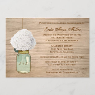 Rustic Mason Jar Hydrangea Bridal Shower w/ Photo Invitation