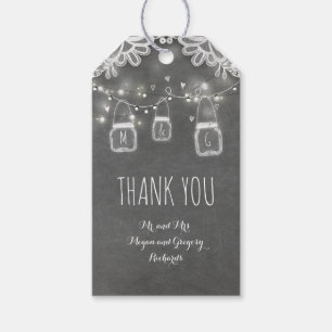 Rustic Mason Jar Lights and Lace Chalkboard Tags
