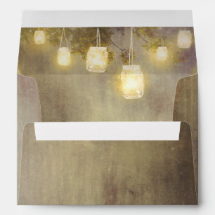 Rustic Mason Jar Lights Branches Wedding Envelope