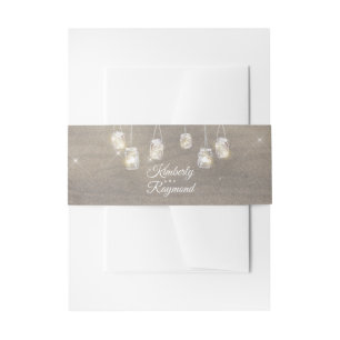 Rustic Mason Jar Lights Invitation Belly Band