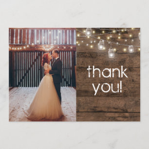 Rustic Mason Jar Lights Modern Thank You Card
