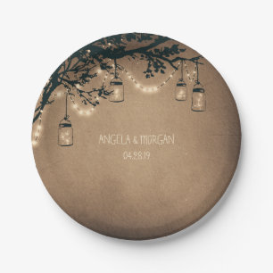 Rustic Mason Jar Lights Tree Wedding Paper Plate