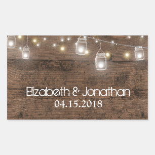 Rustic Mason Jar Lights Trendy Modern Rectangular Sticker