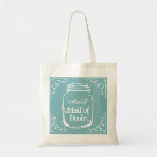 Rustic mason jar maid of honour wedding tote bag