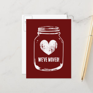 Rustic mason jar moving postcards for new address