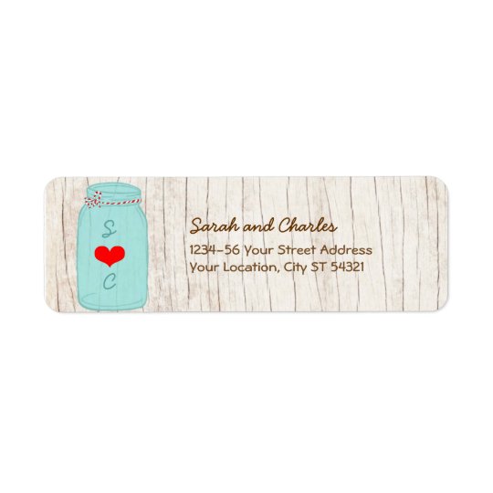Rustic Mason Jar on Bark Illustrated Wedding Return Address Label