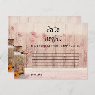 Rustic Mason Jar Pink Floral Date Night Card