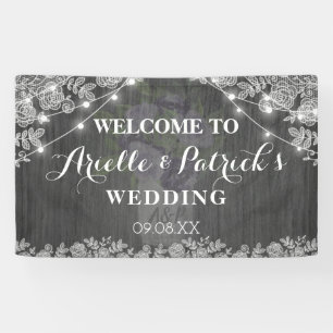 Rustic Mason Jar Purple Silver Grey Floral Wedding Banner