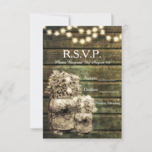 Rustic Mason Jar  R.S.V.P. Card