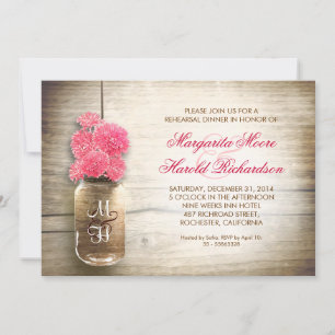 rustic mason jar rehearsal dinner invitations