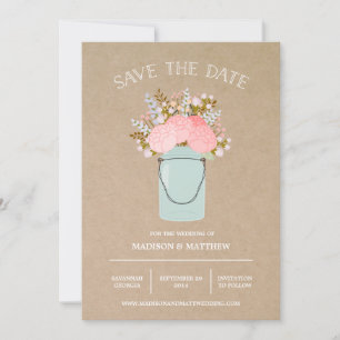 Rustic Mason Jar   Save the Date Announcement