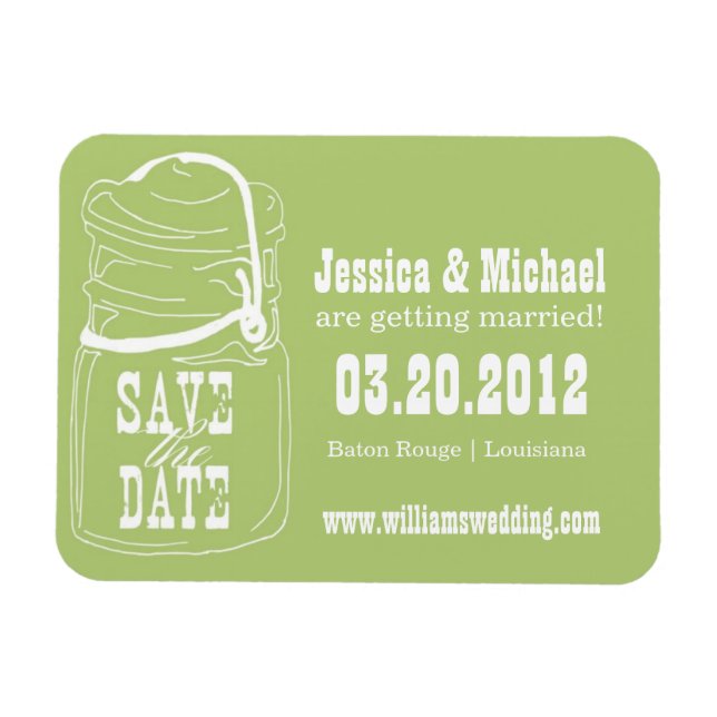 Rustic Mason Jar Save the Date Magnet (Horizontal)