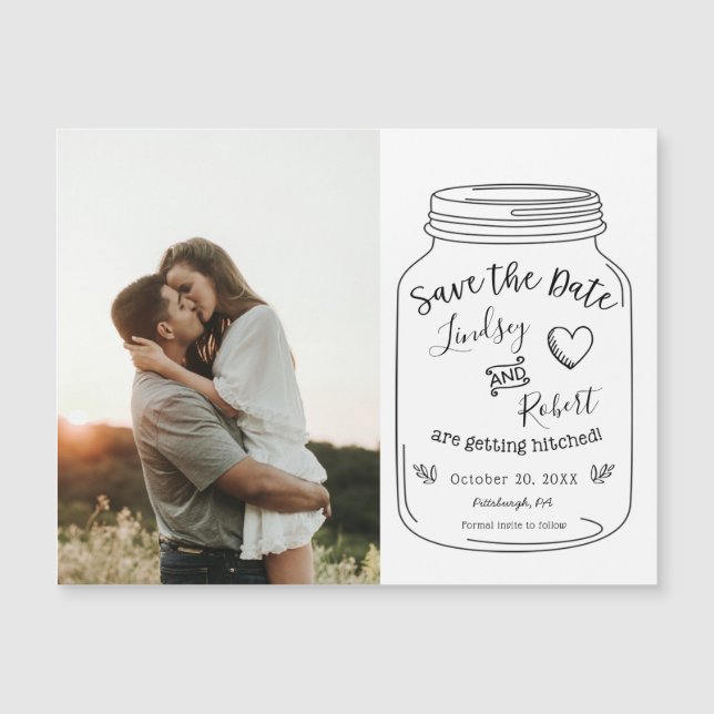 Rustic Mason Jar Save the Date with Photo (Front)