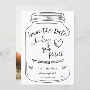 Rustic Mason Jar Save the Date with Photo Invitation