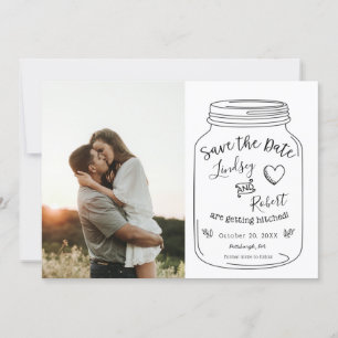Rustic Mason Jar Save the Date with Photo Invitation