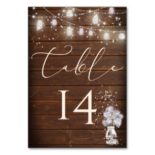 Rustic Mason Jar String Lights theBarefootBride™ Table Number