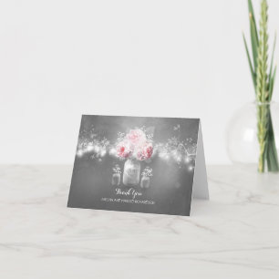 Rustic Mason Jar String Lights Wedding Thank You Card