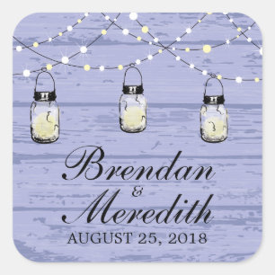 Rustic Mason Jar String of Lights Square Sticker