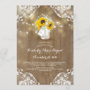 Rustic Mason Jar Sunflower Bridal Shower Invitation