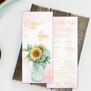 Rustic Mason Jar Sunflower Wedding Party Program Invitation