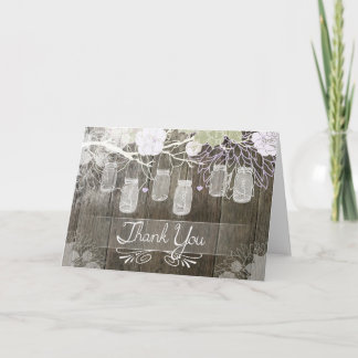 Rustic Mason Jar Thank You Card