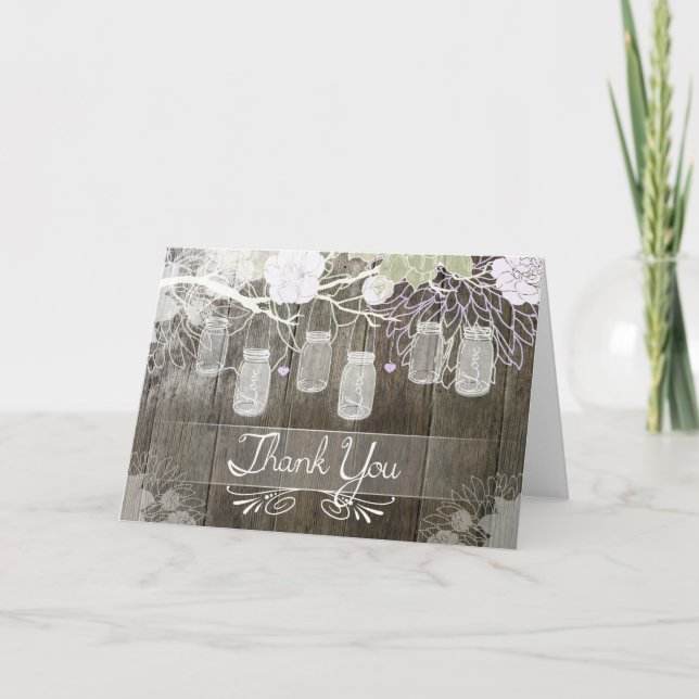 Rustic Mason Jar Thank You Card (Front)