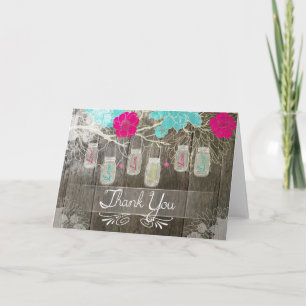Rustic Mason Jar Thank You Card