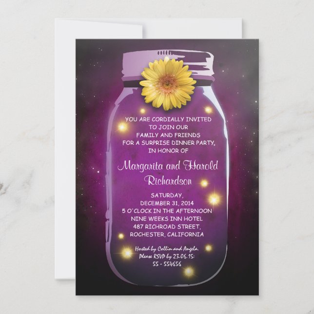 Rustic Mason Jar Wedding Anniversary Invitation (Front)