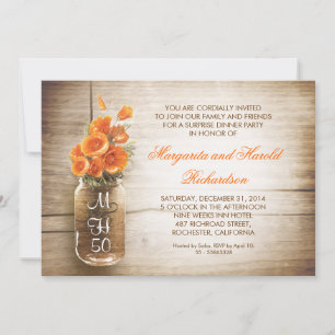 rustic mason jar wedding anniversary invitations
