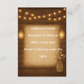 Rustic Mason Jar Wedding Details Insert