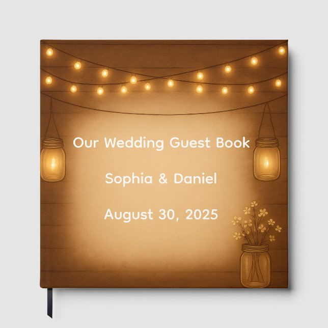 Rustic Mason Jar Wedding Guest Book (Front)