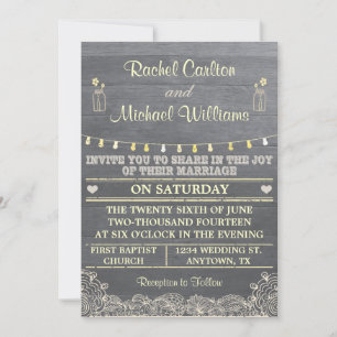 Rustic Mason Jar Wedding Invitation 2