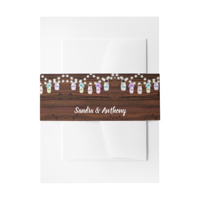 Rustic Mason Jar Wedding Invitation Belly Band (Front Example)