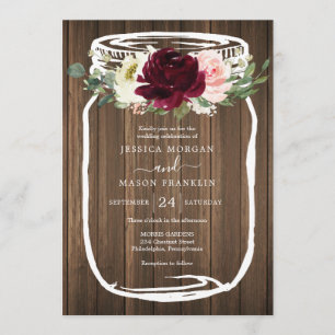 Rustic Mason Jar Wedding Invitations