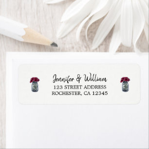 Rustic mason jar wedding return address