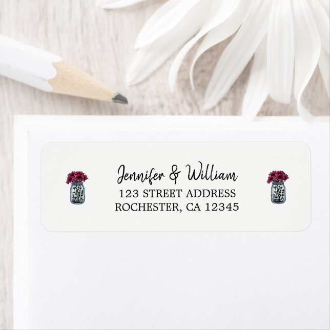 Rustic mason jar wedding return address (Insitu)
