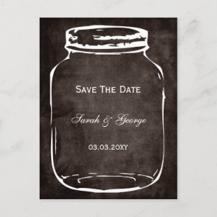 rustic mason jar wedding save the date announcement postcard