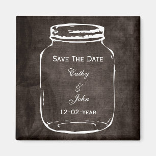 rustic mason jar wedding save the date magnet