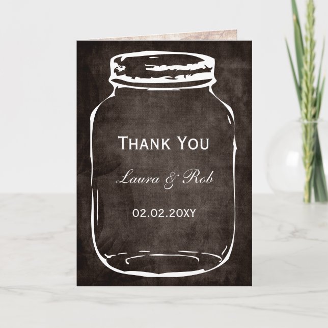rustic mason jar wedding thank you (Front)