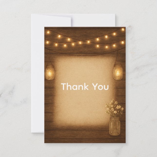 Rustic Mason Jar Wedding Thank You Card (Front)