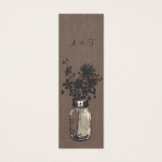 Rustic Mason Jar & Wildflowers Favour Tag (Front)