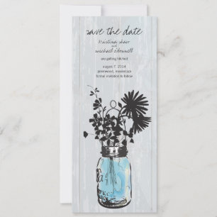Rustic Mason Jar & Wildflowers Save the Date
