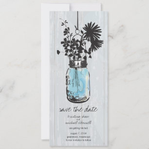 Rustic Mason Jar & Wildflowers Save the Date